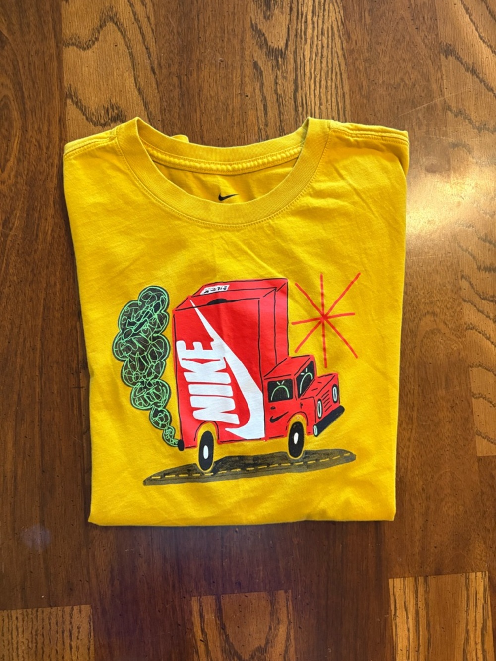 Nike Yellow Short Sleeve Tee with Red Truck Print